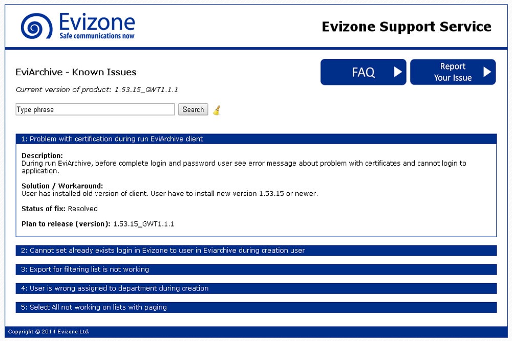 Evizone Support